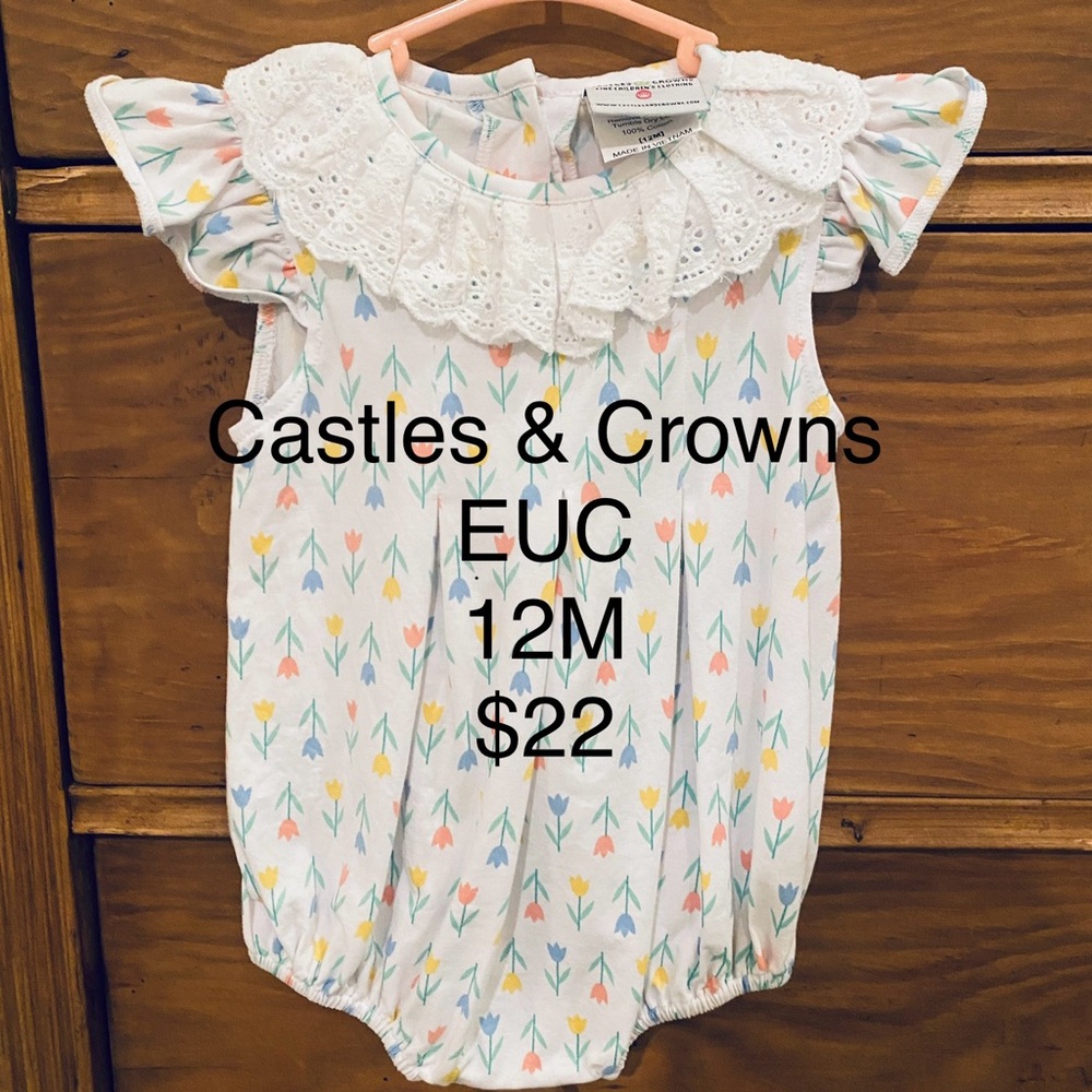 Castles & Crowns Baby Romper with Floral Print